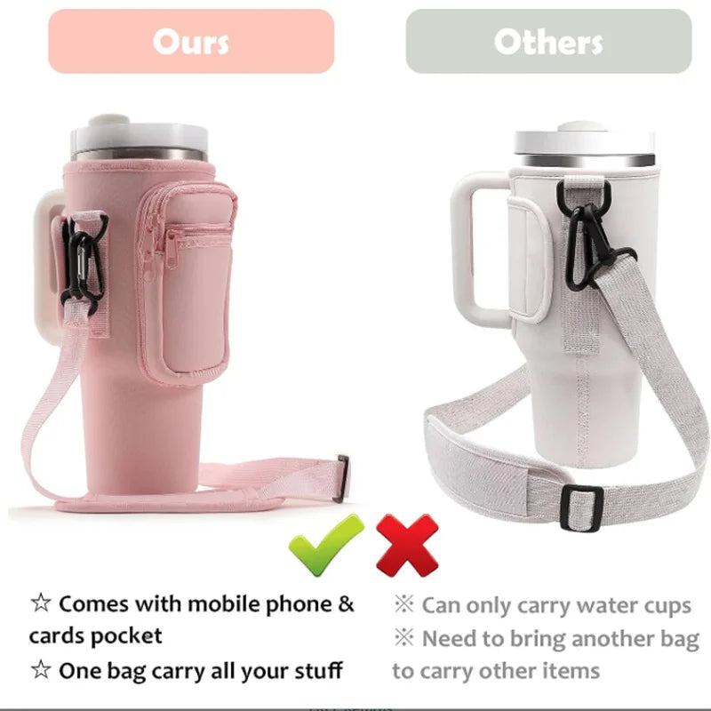 Bolsa para Garrafa de Água com Bolso para Celular Compatível com Stanley 40 oz