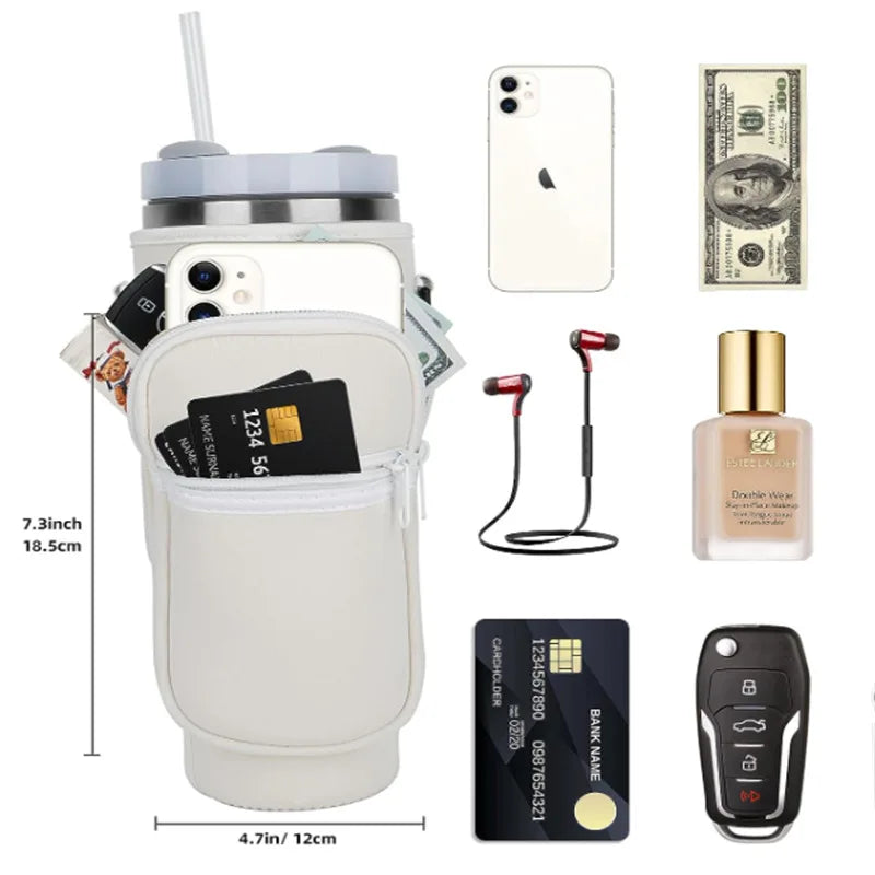 Bolsa para Garrafa de Água com Bolso para Celular Compatível com Stanley 40 oz
