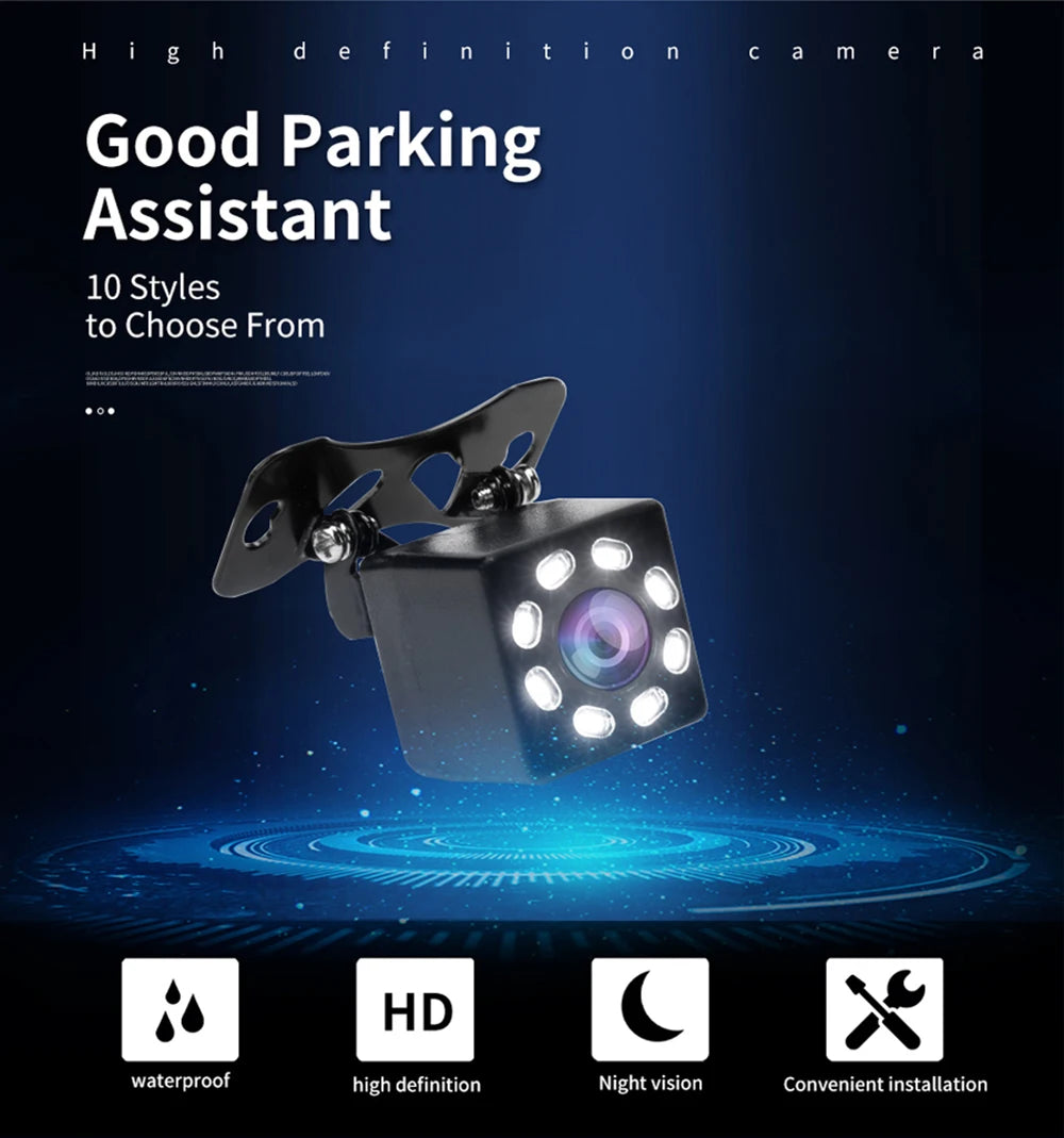 Câmera de Estacionamento Hippcron CCD com Visão Noturna e 4 LEDs à Prova d'Água
