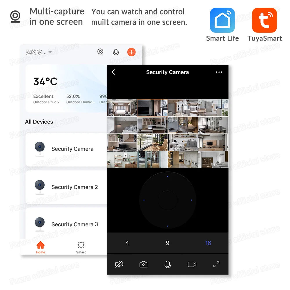 Câmera WiFi 4K 8MP Tuya Smart com Rastreamento Automático e Visão Noturna para Segurança Residencial