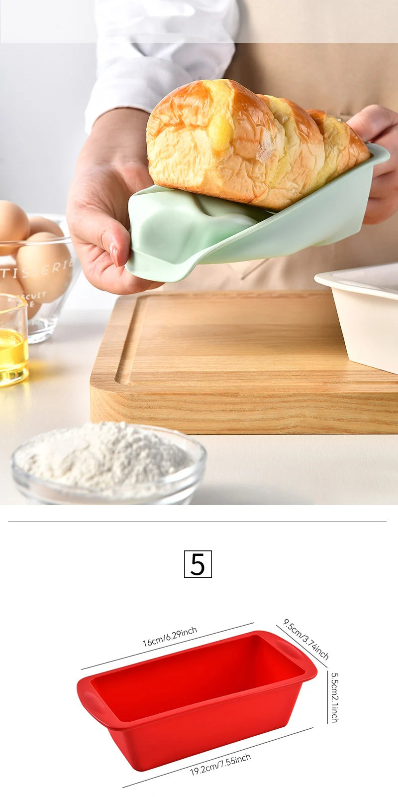Conjunto de Moldes de Silicone para Pão Caseiro e Bolos Retangular Antiaderente