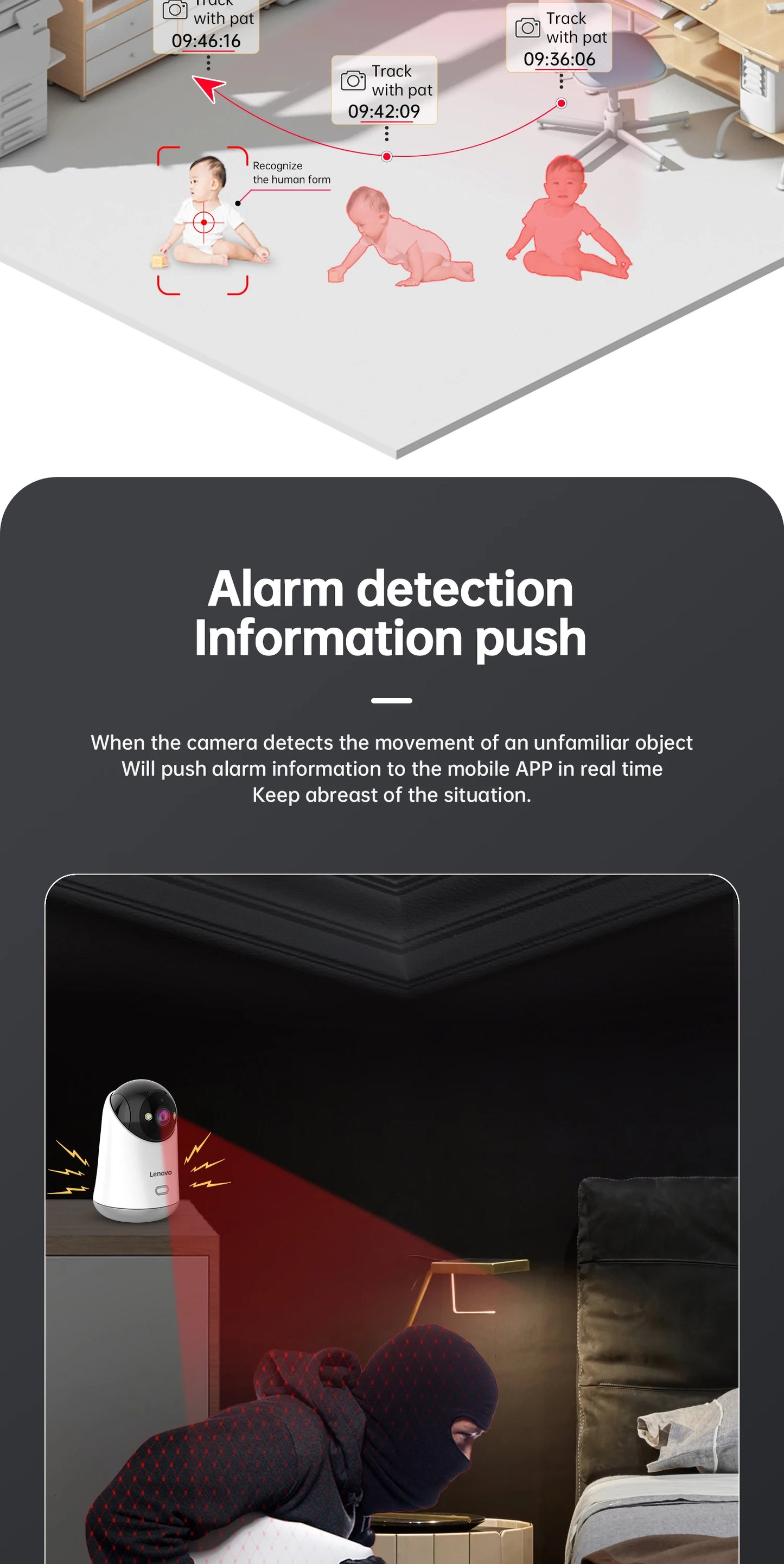 Câmera WiFi Lenovo 5MP Vigilância Interna com Rastreamento Automático e Visão Remota