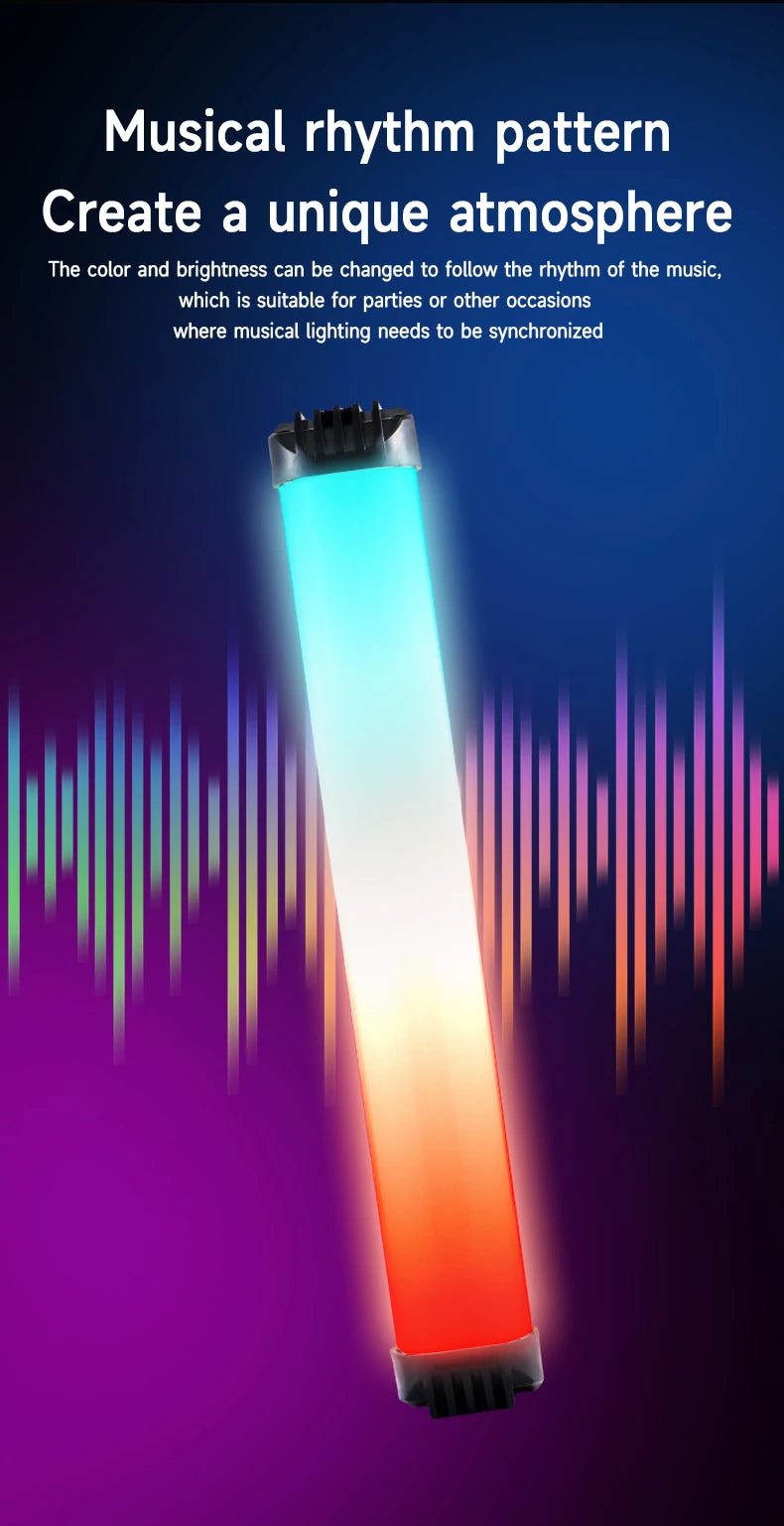 Bastão LED Recarregável 30cm MIAOTU RGB com Temperatura de Cor Ajustável para Estúdio e Gravações
