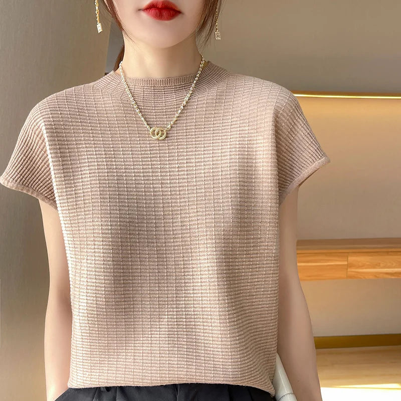 Camiseta Feminina Verão Oversize Gola O Manga Curta Estilo Casual e Confortável