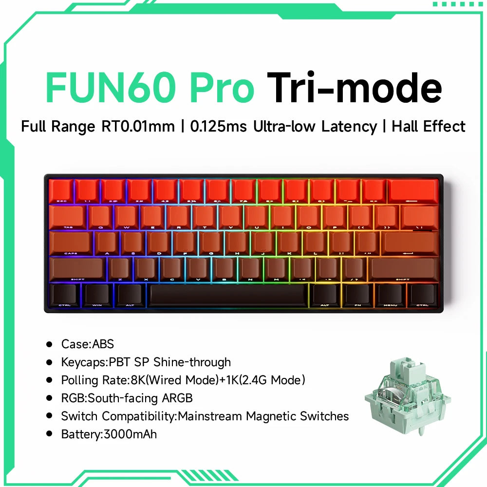 Akko MonsGeek FUN60 Teclado Gamer 60 Porcento Interruptor Magnético Gatilho 0.01mm