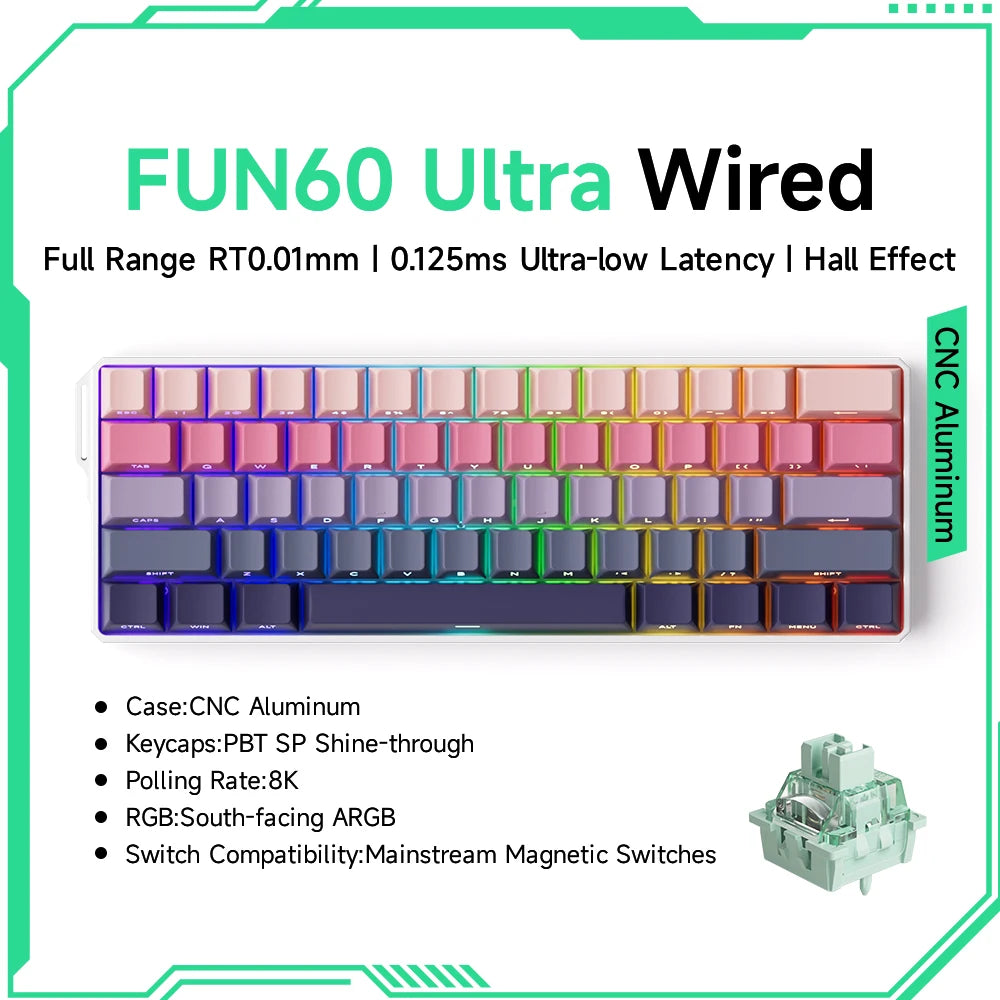 Akko MonsGeek FUN60 Teclado Gamer 60 Porcento Interruptor Magnético Gatilho 0.01mm