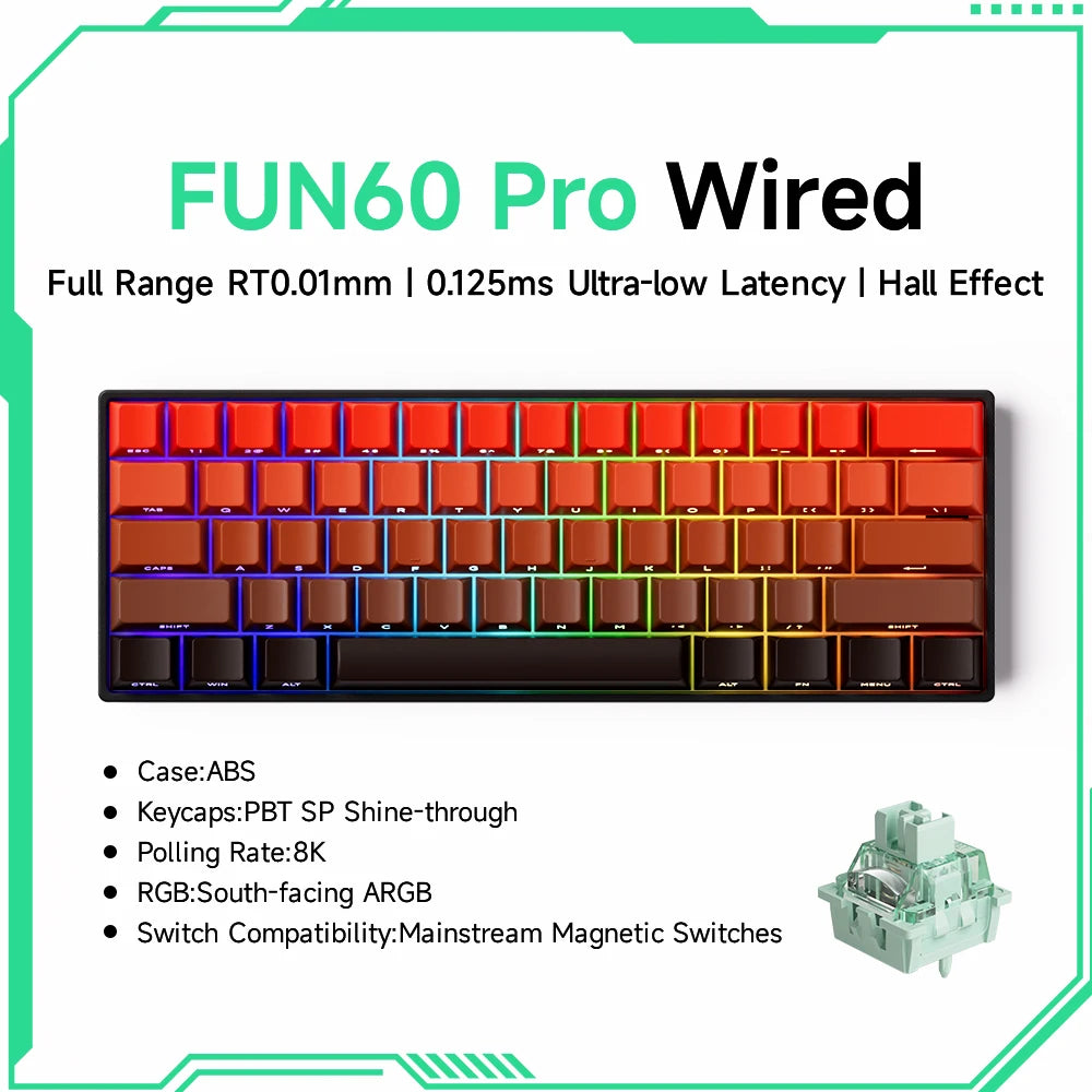 Akko MonsGeek FUN60 Teclado Gamer 60 Porcento Interruptor Magnético Gatilho 0.01mm