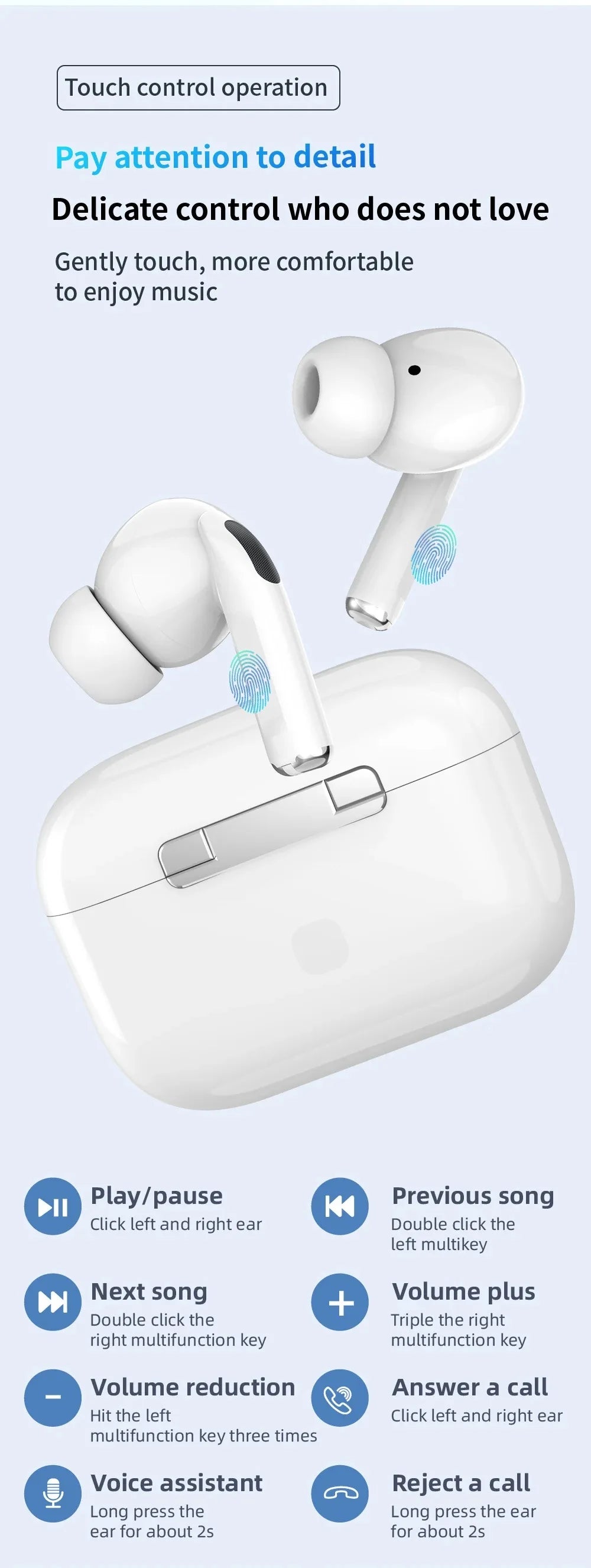 Fones Sem Fio Air Pro Bluetooth com Redução de Ruído para Android e iPhone
