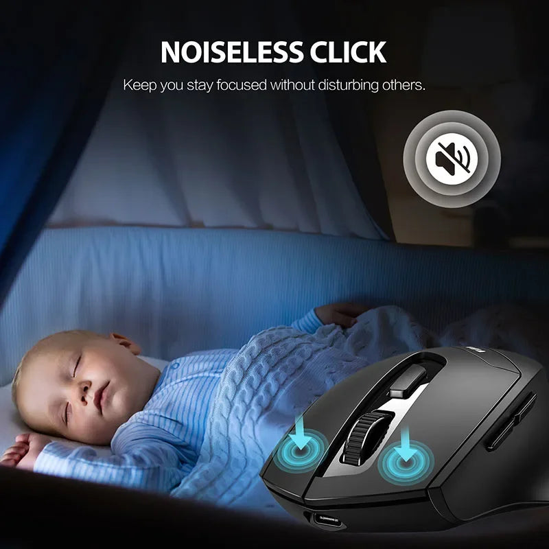 Rato Sem Fio INPHIC DR01 Bluetooth Recarregável Ergonômico com Três Modos