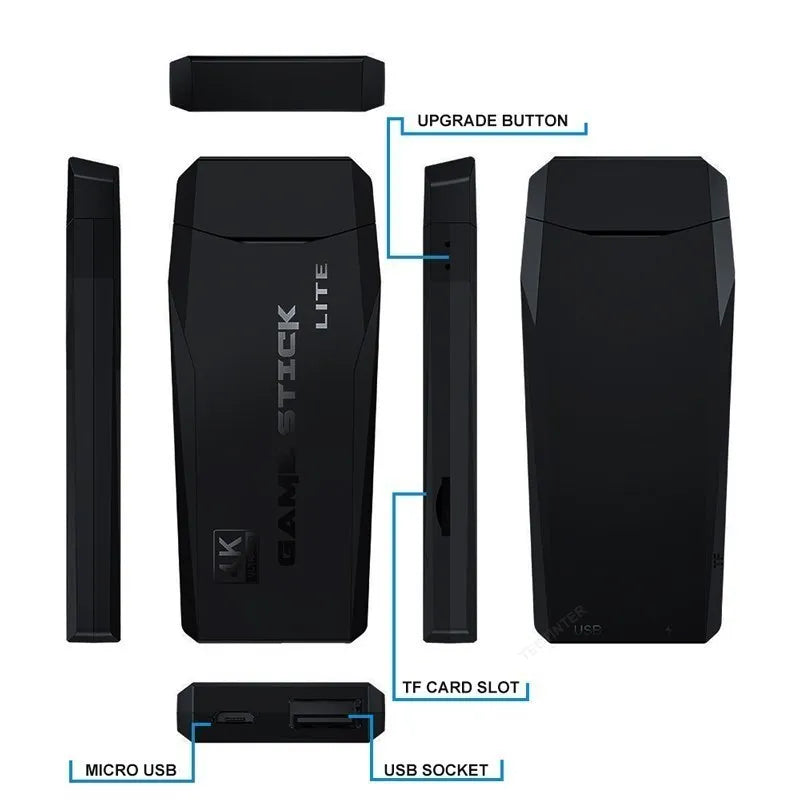 M8 Stick de Jogo Retrô 4K HD Com Controle Sem Fio e 20000 Jogos Embutidos