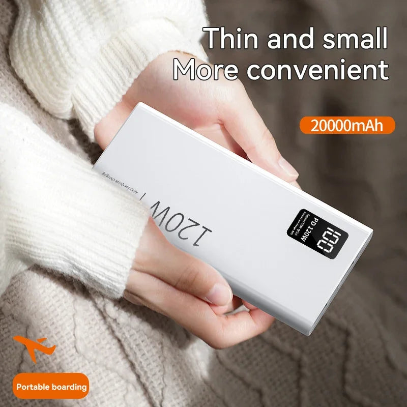 Power Bank 80000mAh 120W Super Rápido com Tela Digital Carregador Portátil para iPhone e Xiaomi