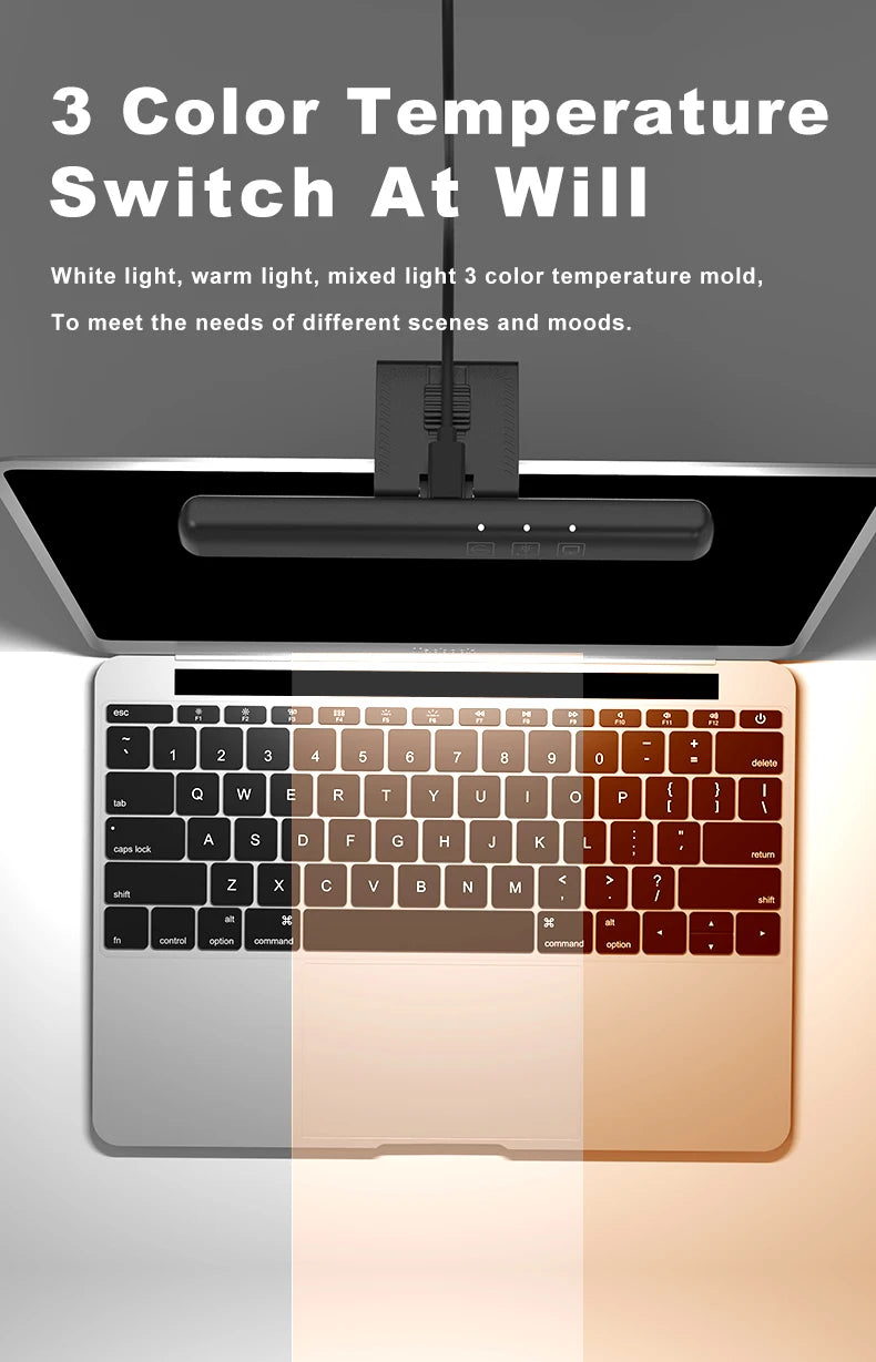 Iluminação LED para Monitor com Barra Suspensa, Controle de Brilho e Proteção Ocular para Trabalho e Leitura