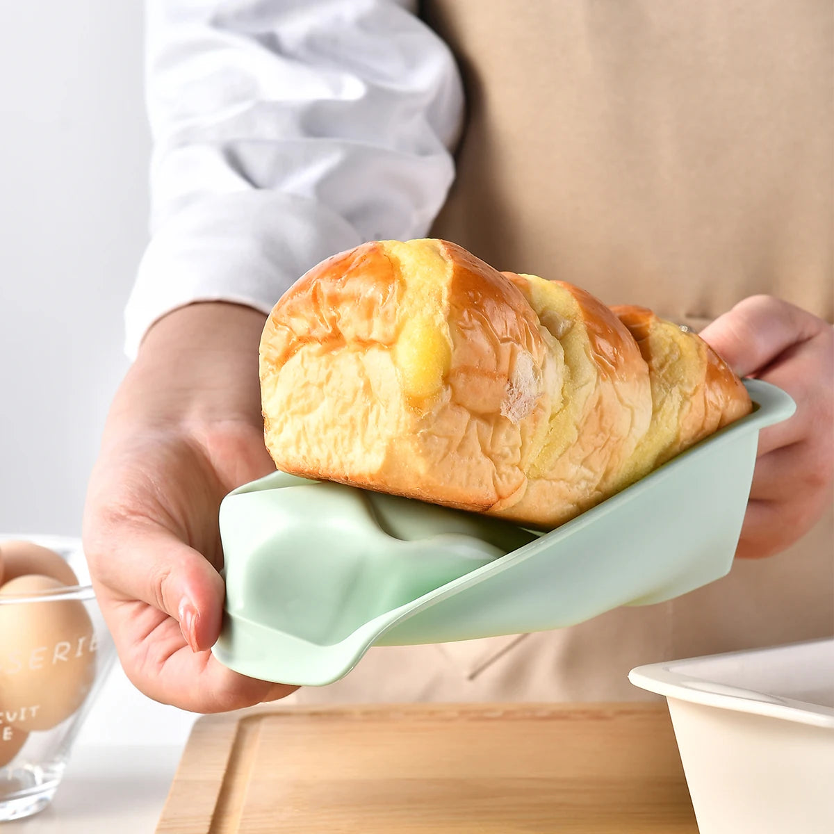 Conjunto de Moldes de Silicone para Pão Caseiro e Bolos Retangular Antiaderente