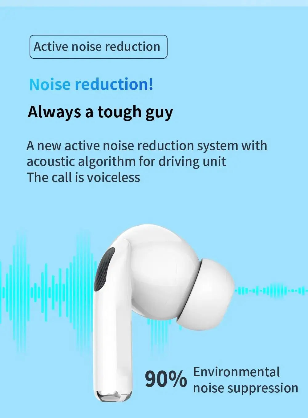 Fones Sem Fio Air Pro Bluetooth com Redução de Ruído para Android e iPhone
