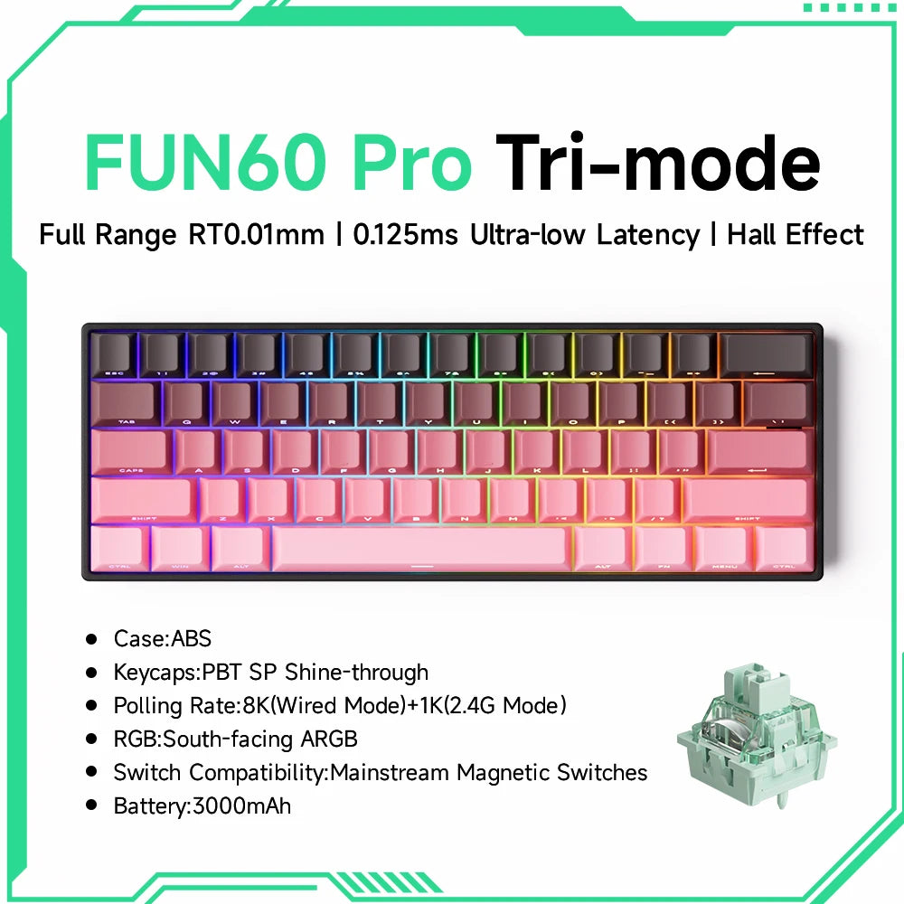 Akko MonsGeek FUN60 Teclado Gamer 60 Porcento Interruptor Magnético Gatilho 0.01mm