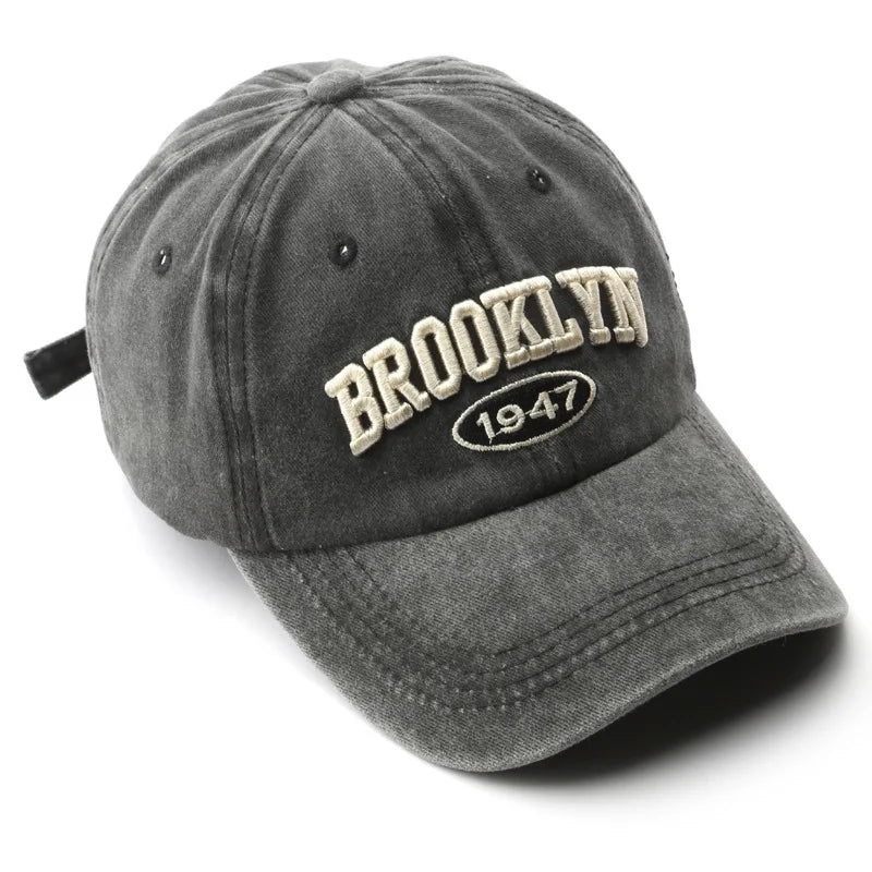 Boné de Beisebol Retrô Bordado Brooklyn Algodão Ajustável para Homens e Mulheres