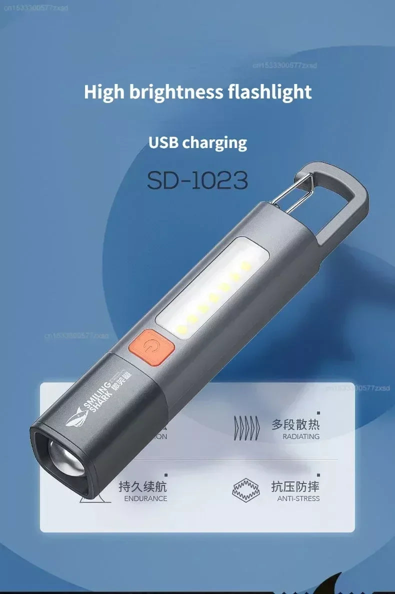 Lanterna Portátil Xiaomi com Foco Variável Luzes Laterais e Bateria Recarregável Ideal para Uso Externo