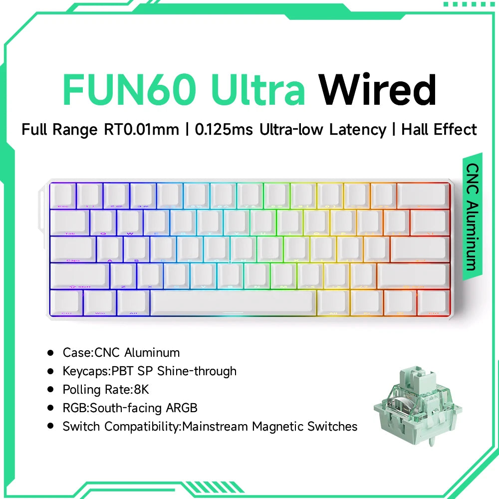Akko MonsGeek FUN60 Teclado Gamer 60 Porcento Interruptor Magnético Gatilho 0.01mm