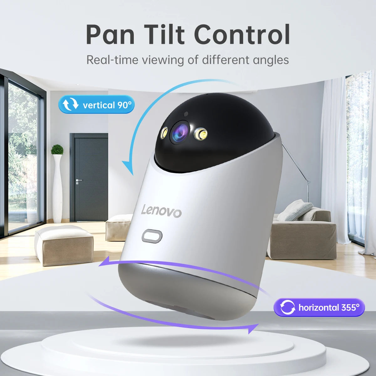 Câmera WiFi Lenovo 5MP Vigilância Interna com Rastreamento Automático e Visão Remota