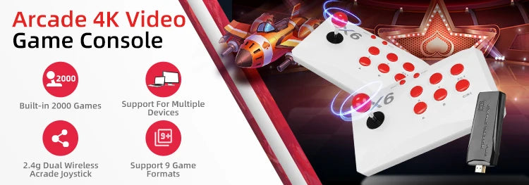 M8 Stick de Jogo Retrô 4K HD Com Controle Sem Fio e 20000 Jogos Embutidos