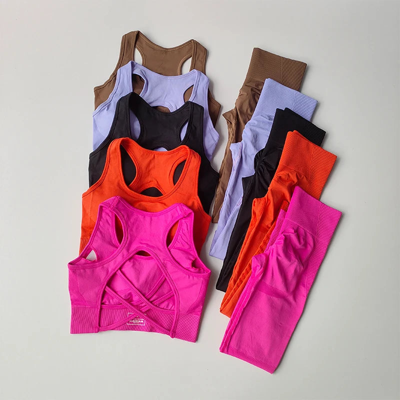 Conjunto Fitness Feminino 2PCS Top Shockproof Legging Ideal para Yoga Corrida e Academia