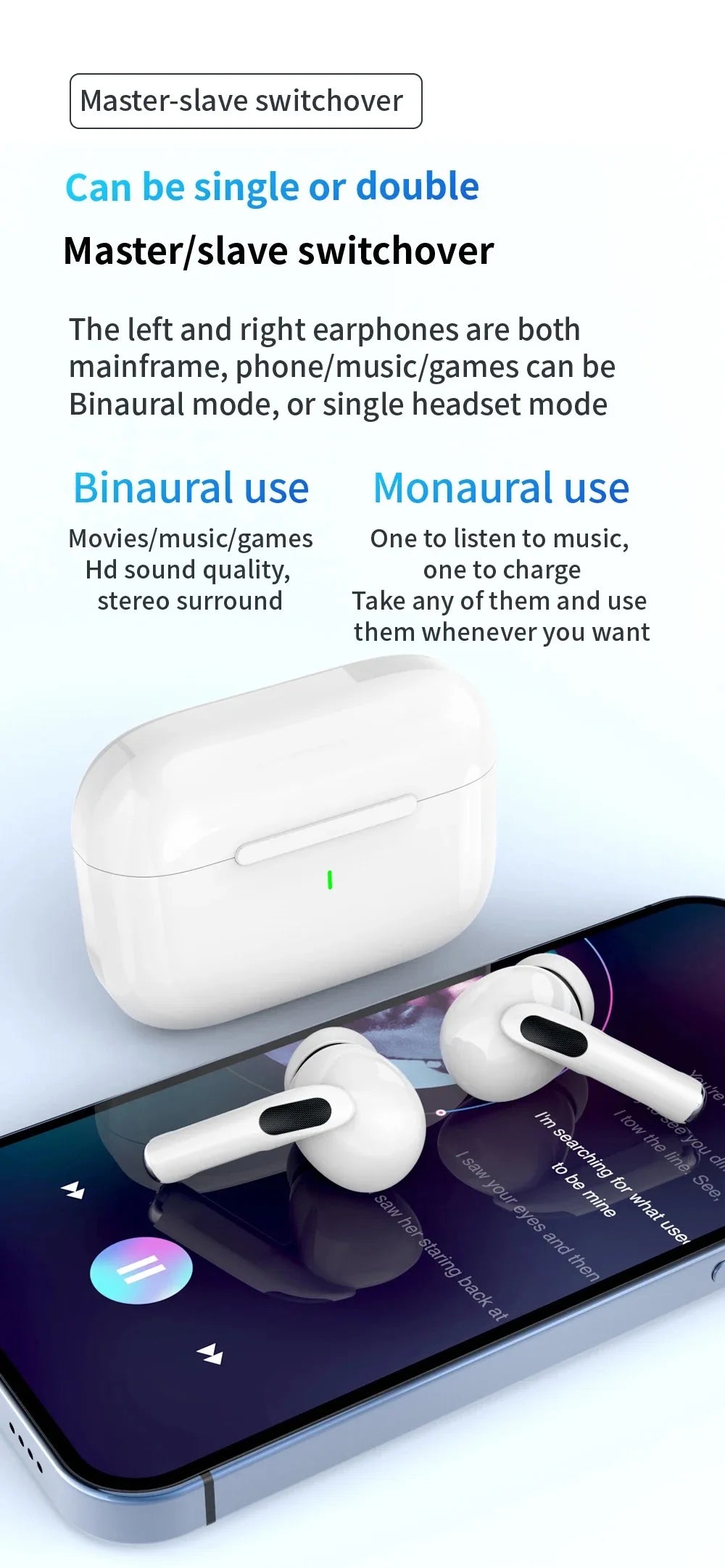 Fones Sem Fio Air Pro Bluetooth com Redução de Ruído para Android e iPhone