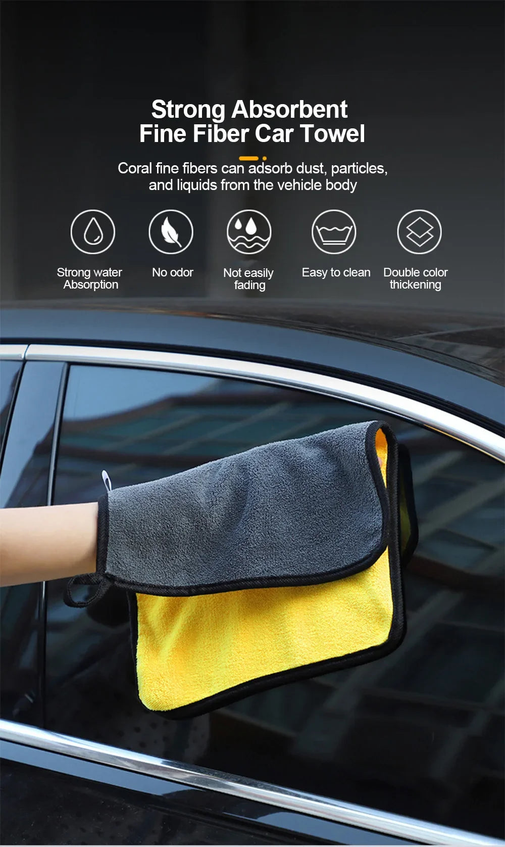 Pano de Limpeza para Carros Toalha de Microfibra Amarela Vários Tamanhos