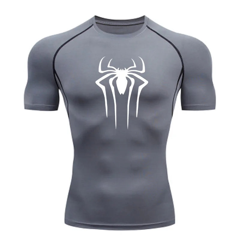 Camiseta Masculina Esportiva de Compressão Secagem Rápida Manga Curta para Treino