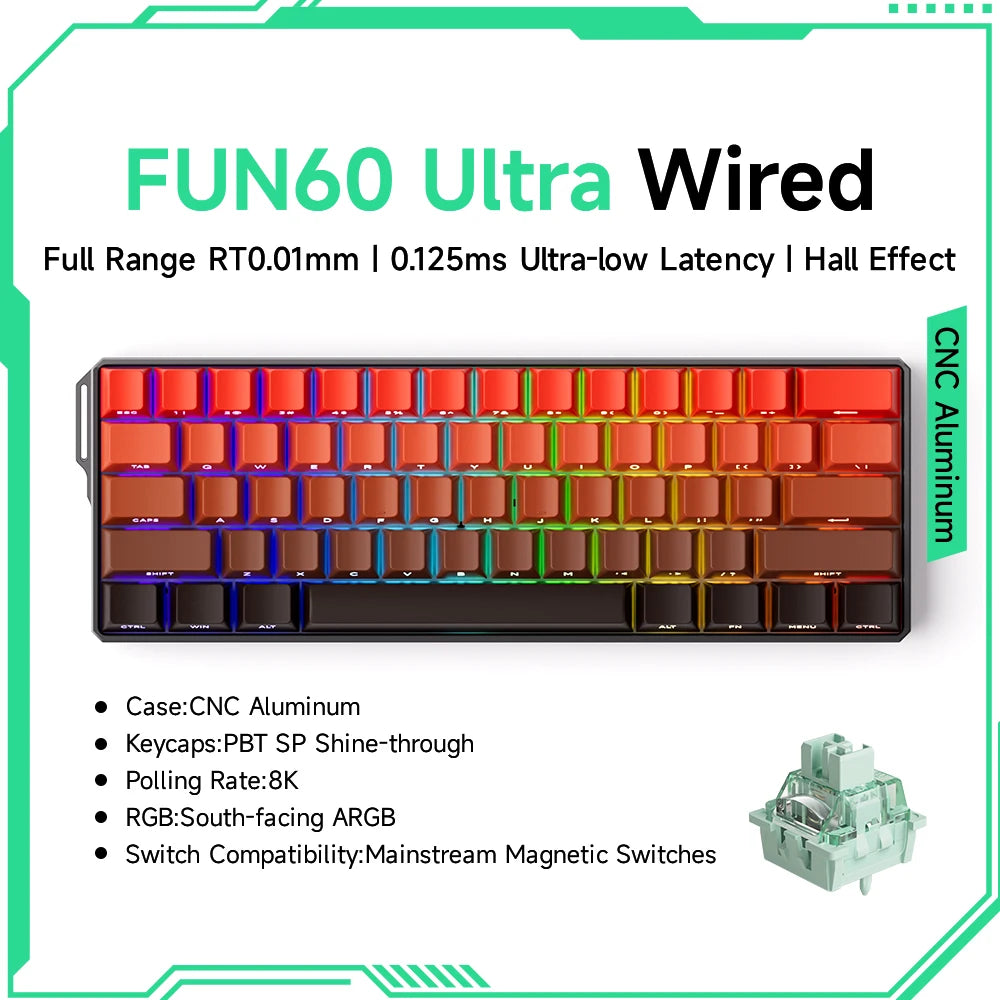 Akko MonsGeek FUN60 Teclado Gamer 60 Porcento Interruptor Magnético Gatilho 0.01mm