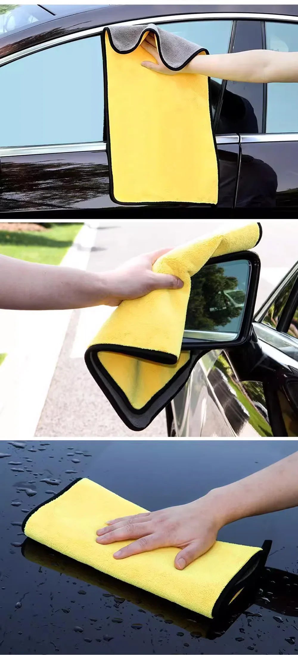 Pano de Limpeza para Carros Toalha de Microfibra Amarela Vários Tamanhos