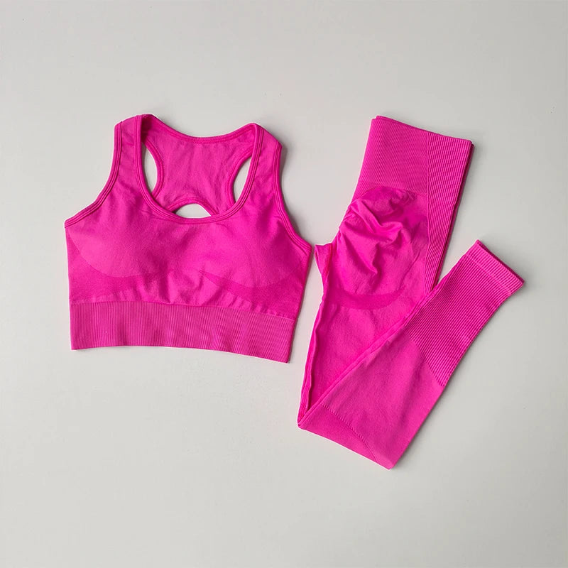 Conjunto Fitness Feminino 2PCS Top Shockproof Legging Ideal para Yoga Corrida e Academia