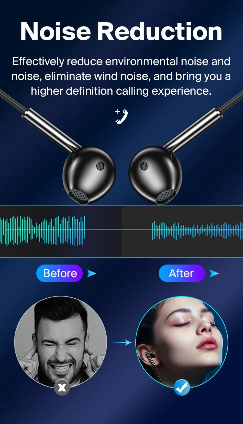 Fone de Ouvido com Fio EARDECO Hifi de Graves e Microfone Cancelamento de Ruído