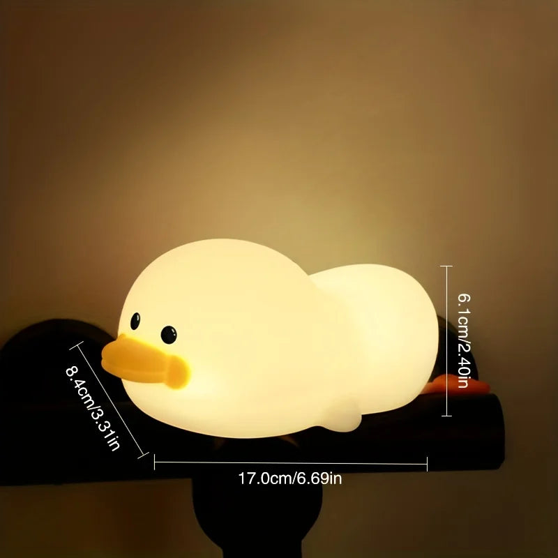 Lâmpada Doudou Duck de Silicone Luz Suave Sensor de Palmas Recarga USB