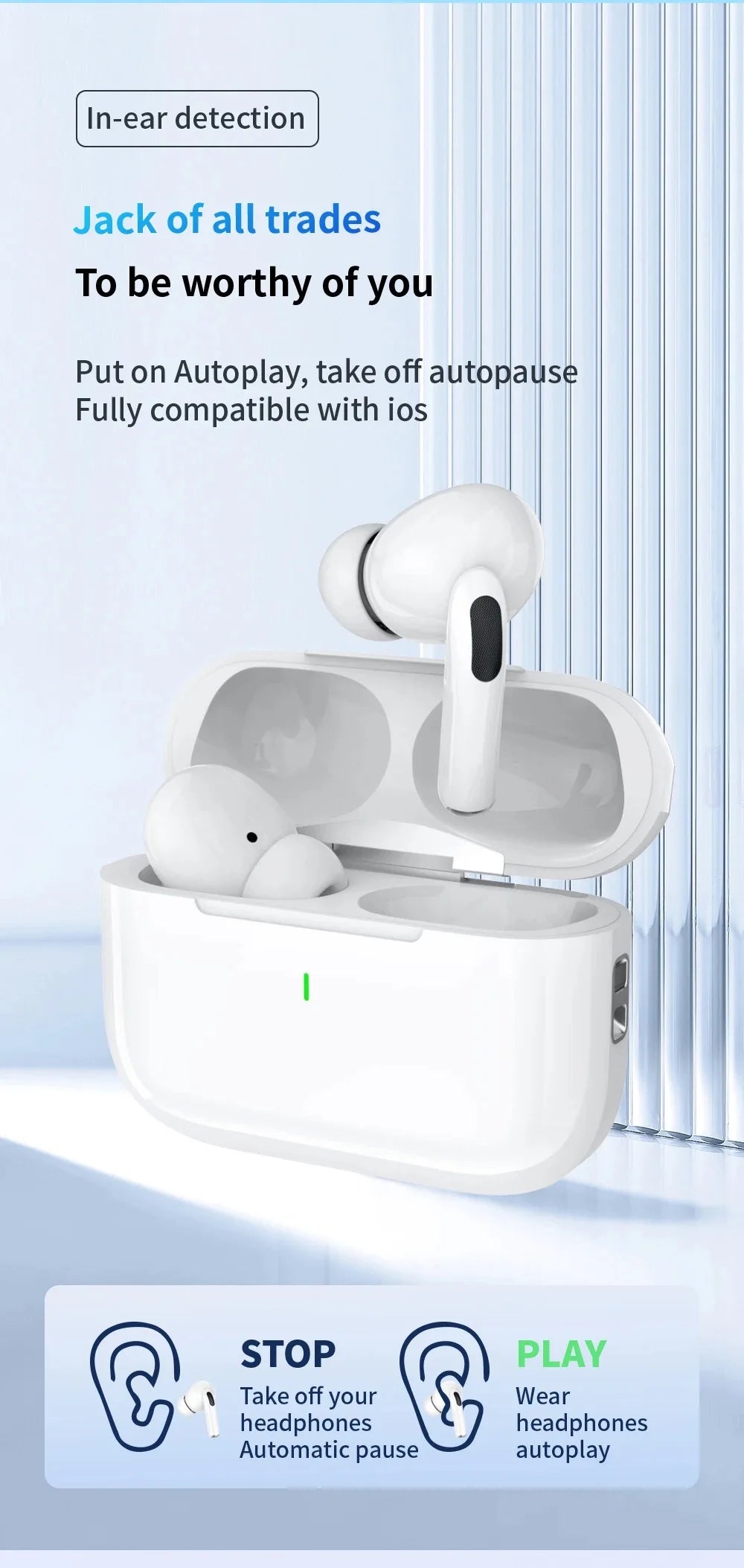 Fones Sem Fio Air Pro Bluetooth com Redução de Ruído para Android e iPhone