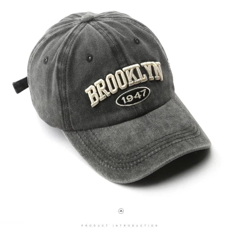 Boné de Beisebol Retrô Bordado Brooklyn Algodão Ajustável para Homens e Mulheres