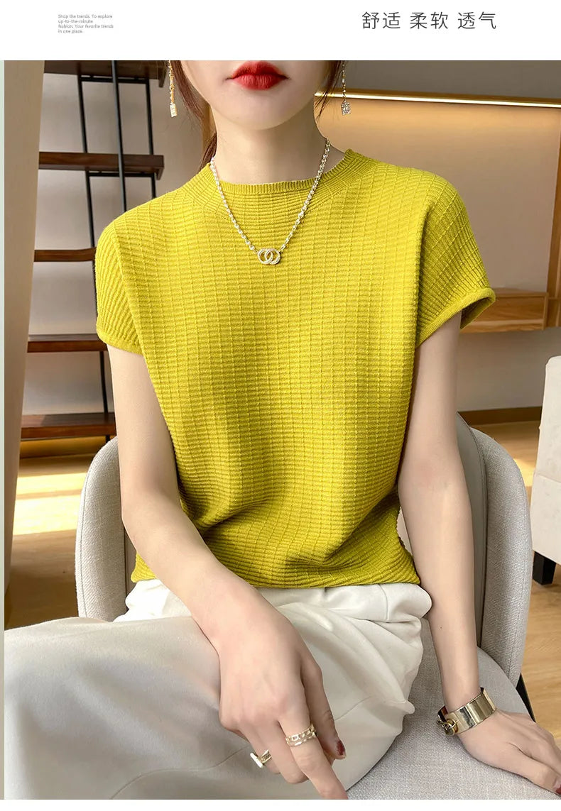 Camiseta Feminina Verão Oversize Gola O Manga Curta Estilo Casual e Confortável