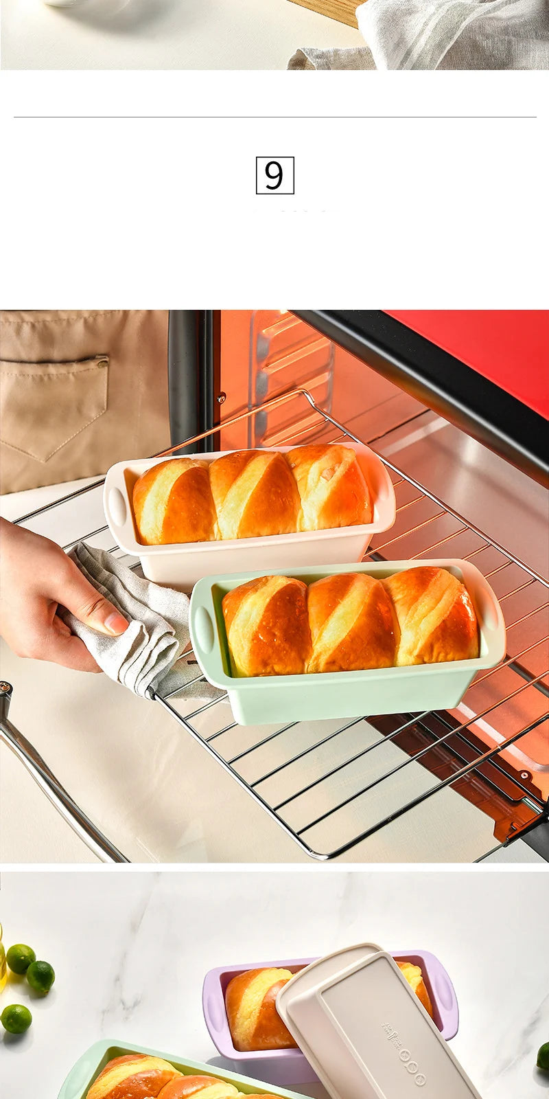 Conjunto de Moldes de Silicone para Pão Caseiro e Bolos Retangular Antiaderente