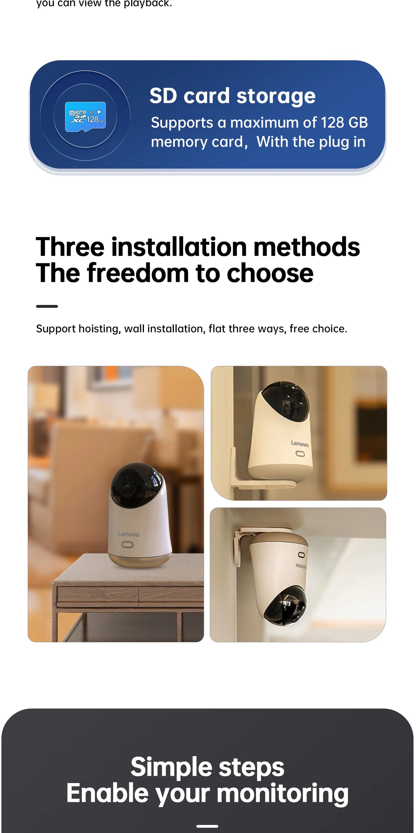 Câmera WiFi Lenovo 5MP Vigilância Interna com Rastreamento Automático e Visão Remota