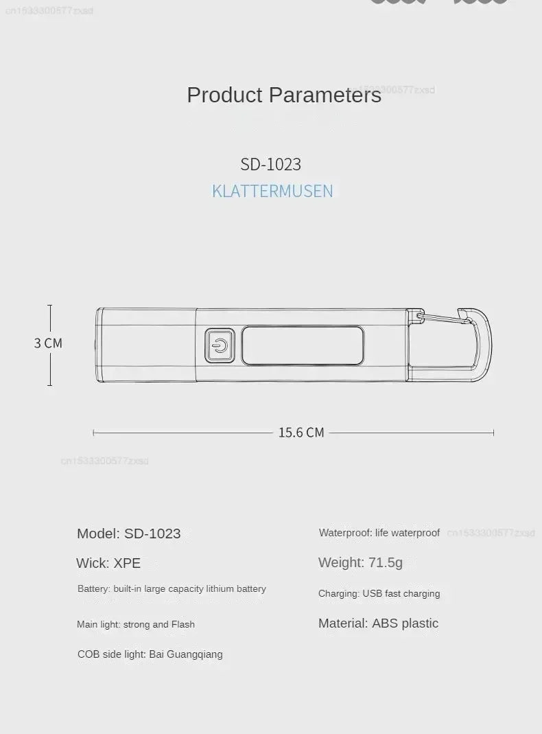 Lanterna Portátil Xiaomi com Foco Variável Luzes Laterais e Bateria Recarregável Ideal para Uso Externo