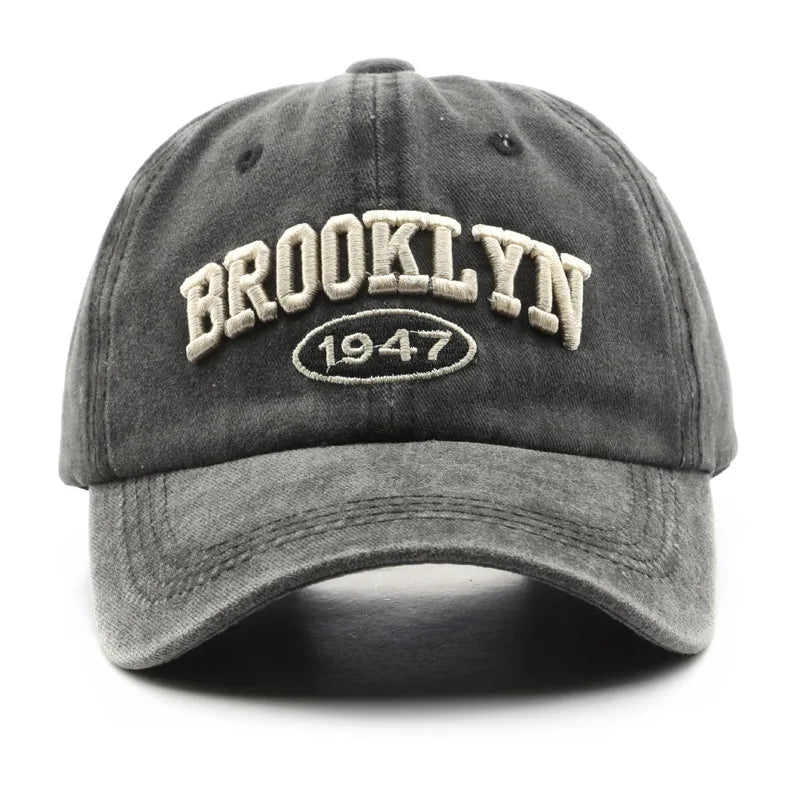 Boné de Beisebol Retrô Bordado Brooklyn Algodão Ajustável para Homens e Mulheres