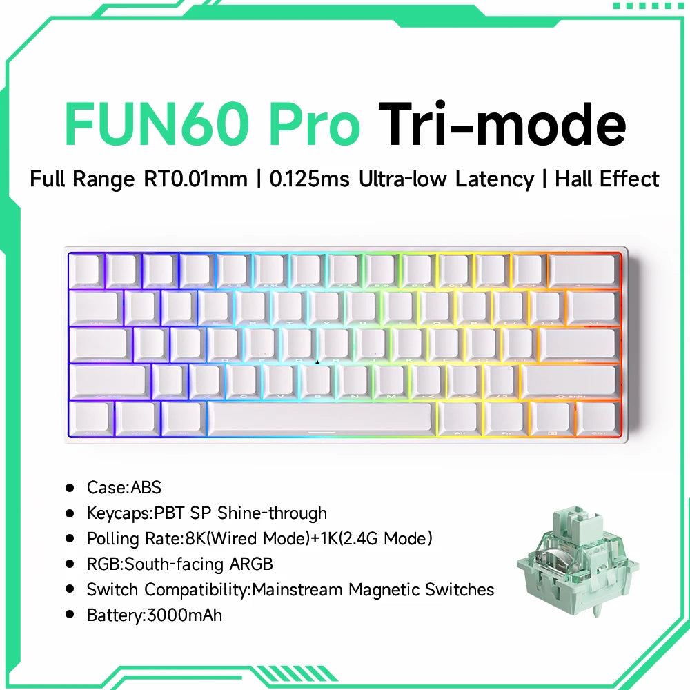 Akko MonsGeek FUN60 Teclado Gamer 60 Porcento Interruptor Magnético Gatilho 0.01mm