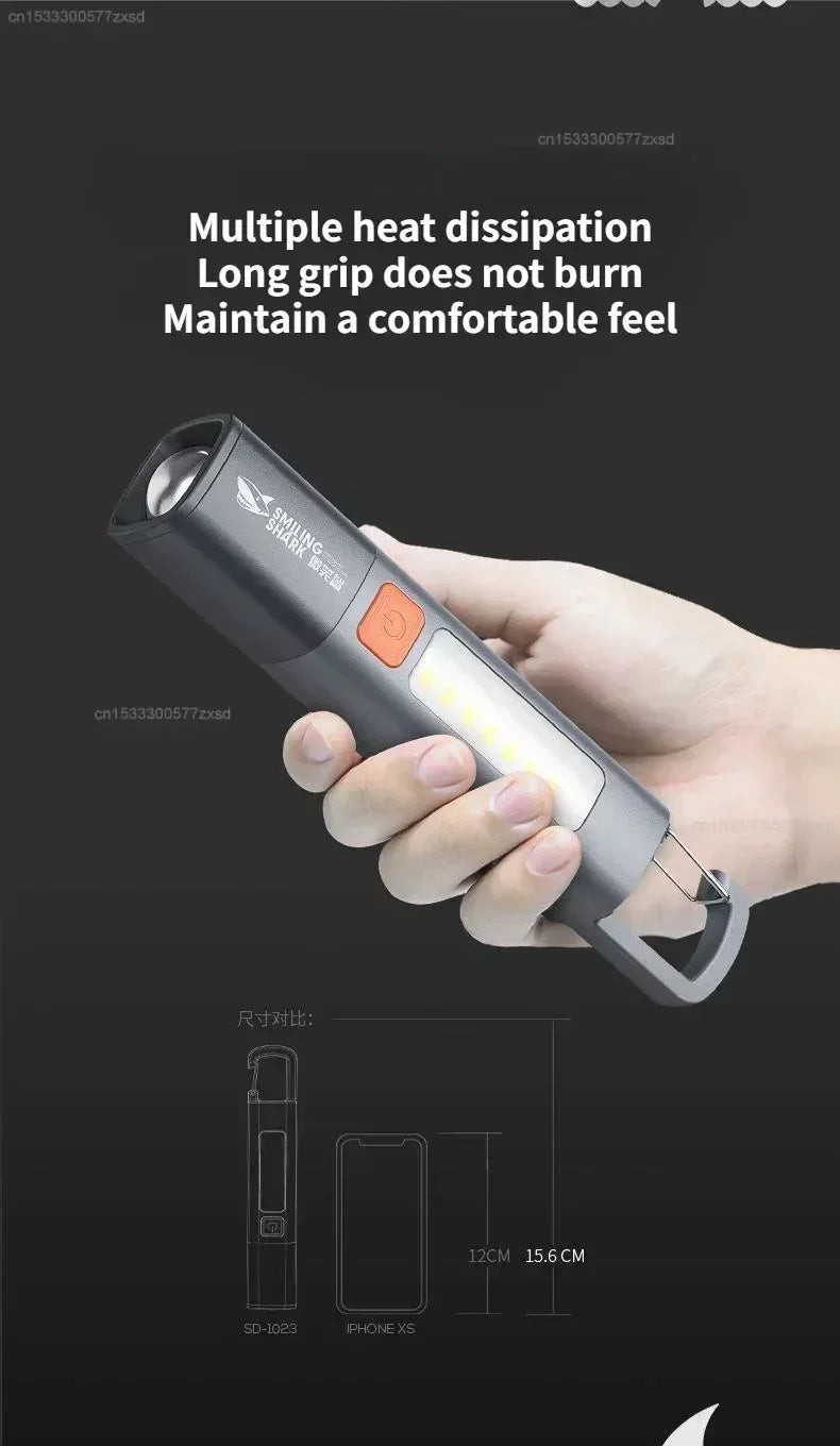 Lanterna Portátil Xiaomi com Foco Variável Luzes Laterais e Bateria Recarregável Ideal para Uso Externo