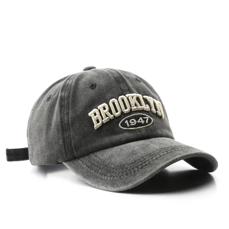 Boné de Beisebol Retrô Bordado Brooklyn Algodão Ajustável para Homens e Mulheres