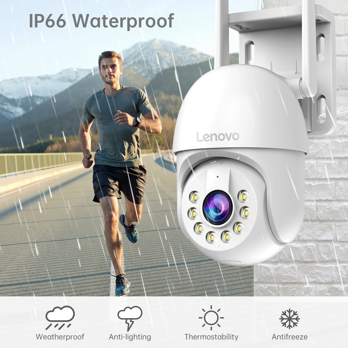 Lenovo Câmera IP PTZ 5MP com Zoom Digital 5x e Vigilância WiFi para Áreas Externas