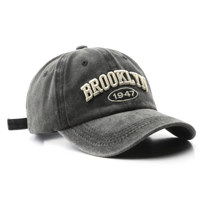 Boné de Beisebol Retrô Bordado Brooklyn Algodão Ajustável para Homens e Mulheres