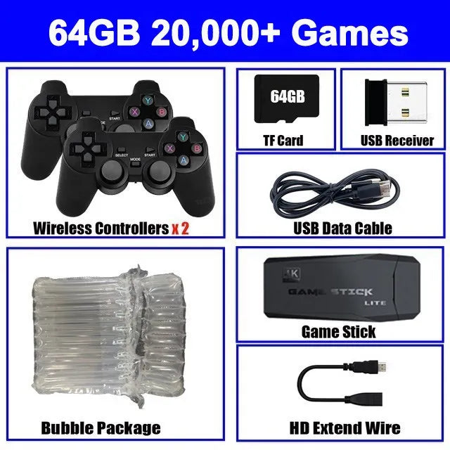 M8 Stick de Jogo Retrô 4K HD Com Controle Sem Fio e 20000 Jogos Embutidos