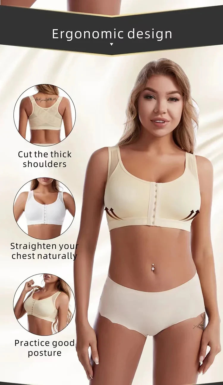 Sutiã Colete S-5XL com Fecho Frontal para Correção de Postura e Suporte Esportivo