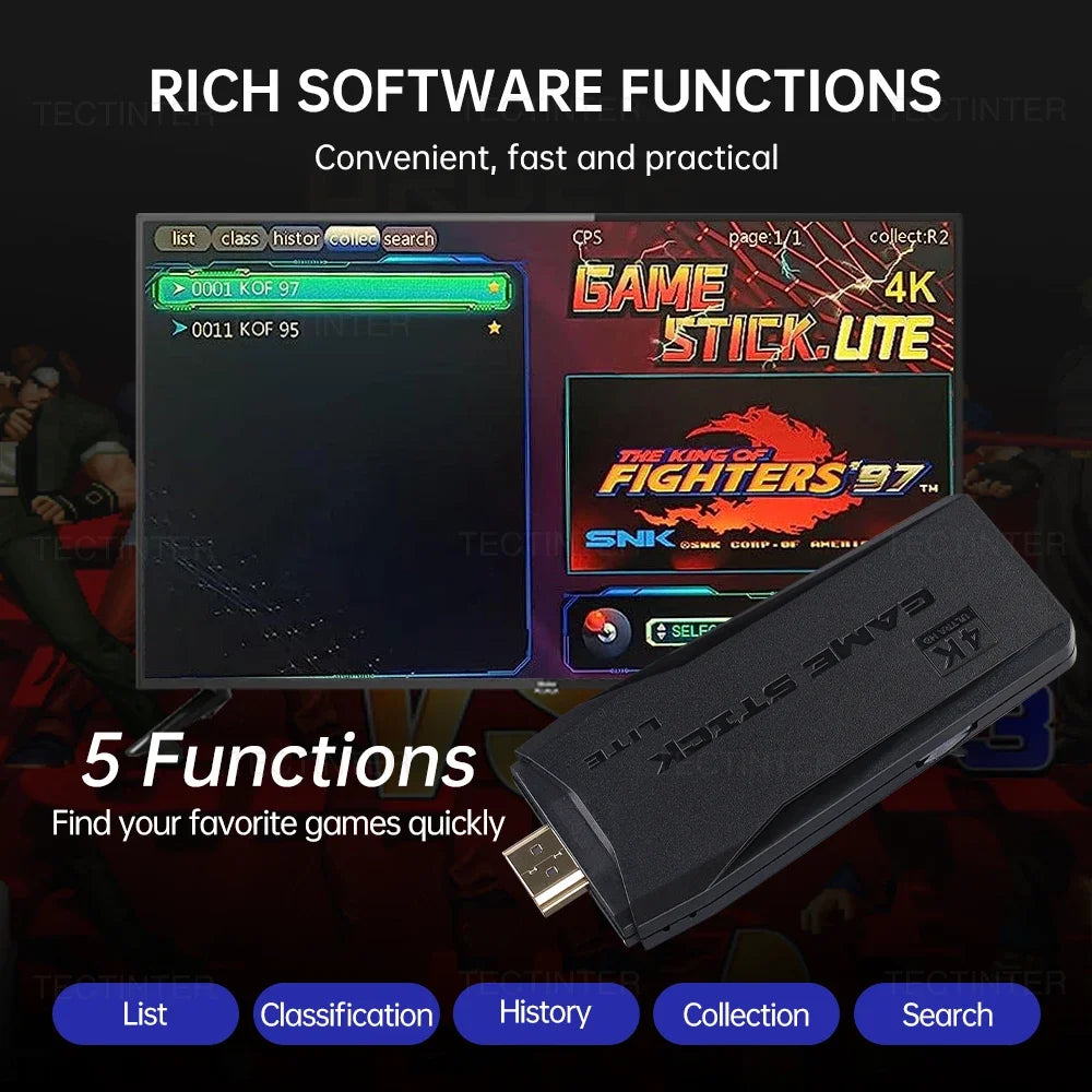 M8 Stick de Jogo Retrô 4K HD Com Controle Sem Fio e 20000 Jogos Embutidos