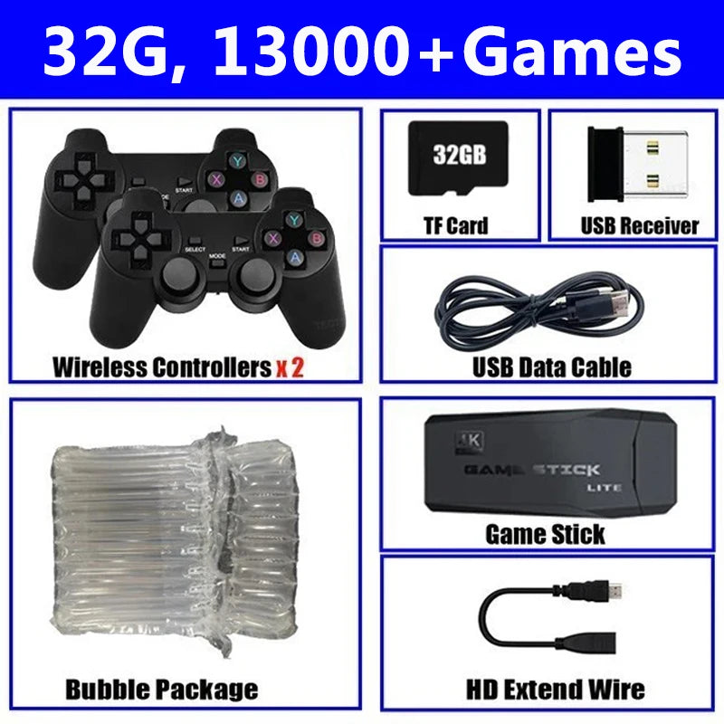 M8 Stick de Jogo Retrô 4K HD Com Controle Sem Fio e 20000 Jogos Embutidos