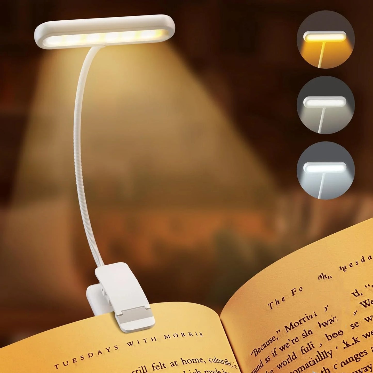 Lâmpada de Leitura Recarregável USB com 14 LEDs Flexível Luz Diurna e Noturna para Escritório